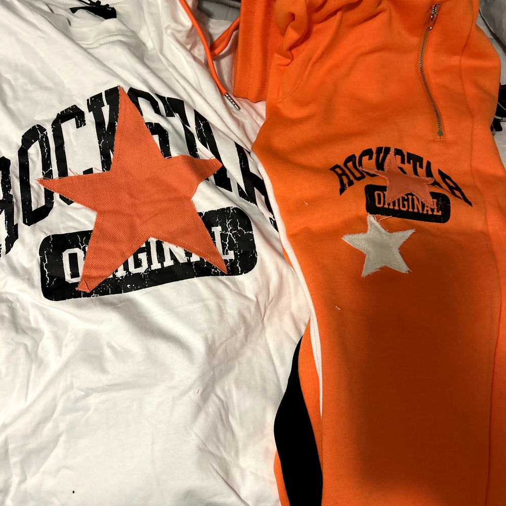 Orange and White Sweatpants Vibrant Joggers